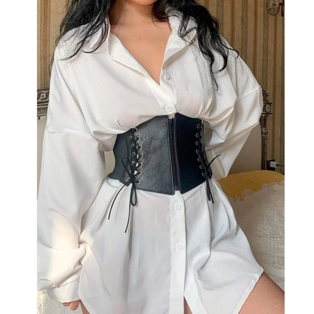Vegan Leather Lace Up Corset Belt